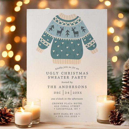 Deer Tacky Ugly Christmas Sweater Party Einladung