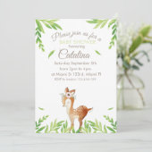Deer Theme Baby Shower Invitation Einladung (Stehend Vorderseite)
