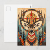 Deer Totem – Graceful Art Deco Spirit Postkarte (Vorne/Hinten)
