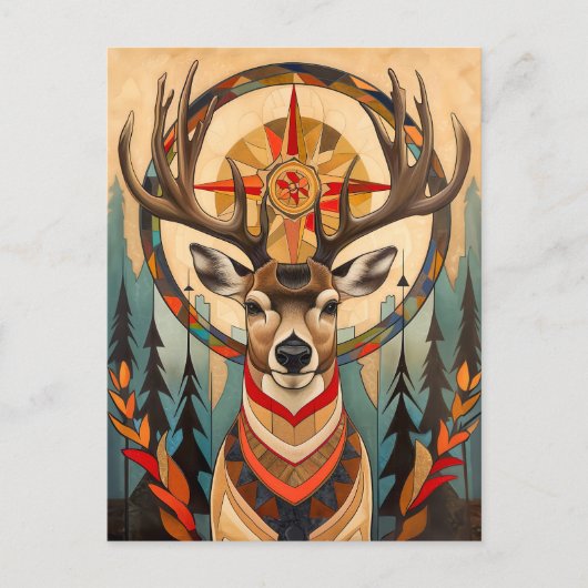 Deer Totem – Graceful Art Deco Spirit Postkarte (Vorderseite)