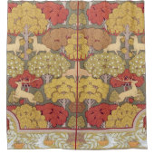 Deer &Tree Squirrel Bird Rowan Berries Art Nouveau Duschvorhang (Vorderseite)