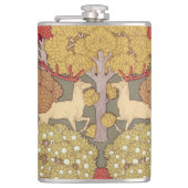 Deer &Tree Squirrel Bird Rowan Berries Art Nouveau Flachmann (Vorderseite)