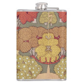 Deer &Tree Squirrel Bird Rowan Berries Art Nouveau Flachmann (Rückseite)