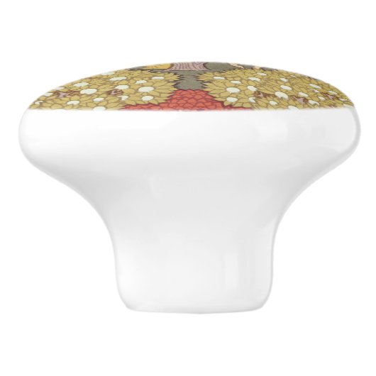 Deer &Tree Squirrel Bird Rowan Berries Art Nouveau Keramikknauf (Seitenansicht)