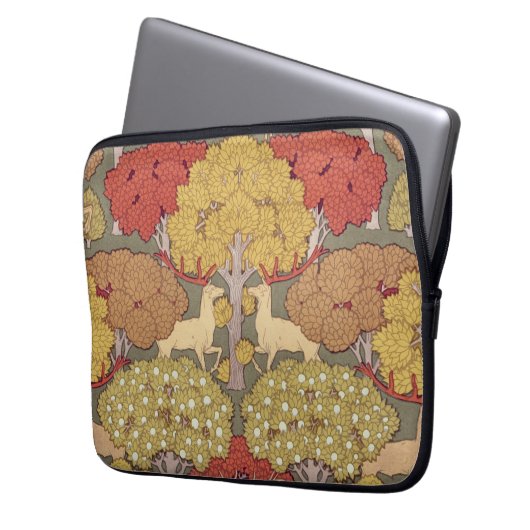 Deer &Tree Squirrel Bird Rowan Berries Art Nouveau Laptopschutzhülle (Vorderseite Links)