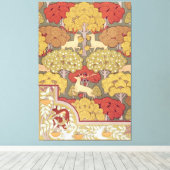 Deer &Tree Squirrel Bird Rowan Berries Art Nouveau Leinwanddruck (Insitu (Holzboden))