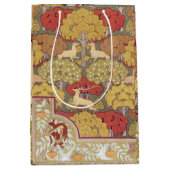 Deer &Tree Squirrel Bird Rowan Berries Art Nouveau Mittlere Geschenktüte (Vorderseite)