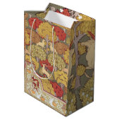 Deer &Tree Squirrel Bird Rowan Berries Art Nouveau Mittlere Geschenktüte (Rückseite Schrägansicht)