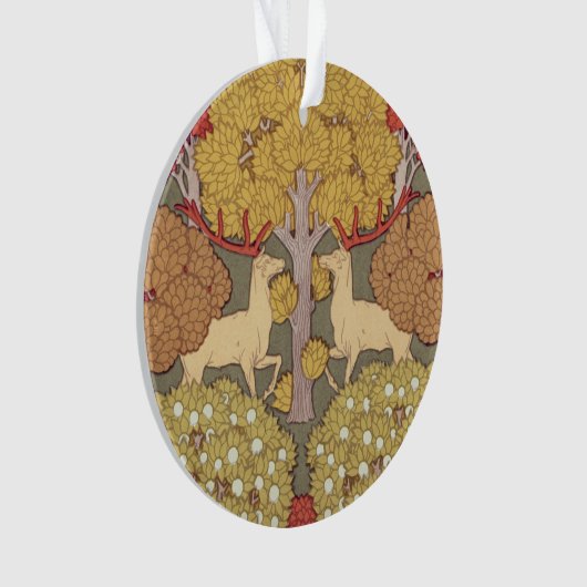 Deer &Tree Squirrel Bird Rowan Berries Art Nouveau Ornament (Vorderseite)
