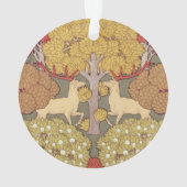 Deer &Tree Squirrel Bird Rowan Berries Art Nouveau Ornament (Rückseite)