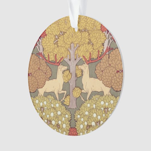 Deer &Tree Squirrel Bird Rowan Berries Art Nouveau Ornament (Vorderseite)