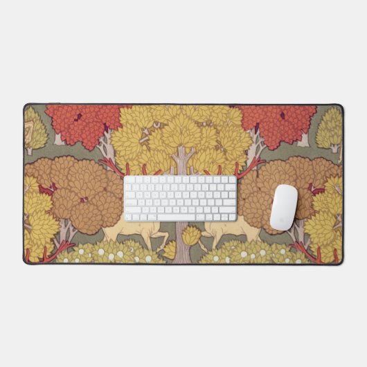 Deer &Tree Squirrel Bird Rowan Berries Art Nouveau Schreibtischunterlage (Tastatur & Maus)