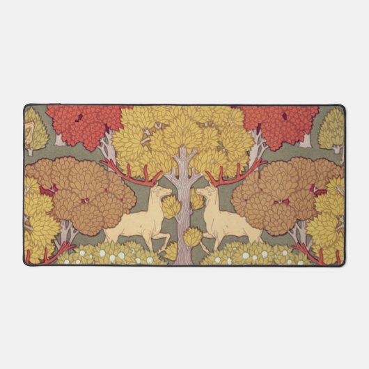 Deer &Tree Squirrel Bird Rowan Berries Art Nouveau Schreibtischunterlage (Vorderseite)