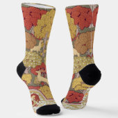 Deer &Tree Squirrel Bird Rowan Berries Art Nouveau Socken (Gewinkelt)