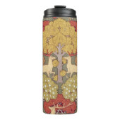 Deer &Tree Squirrel Bird Rowan Berries Art Nouveau Thermosbecher (Vorderseite)