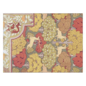 Deer &Tree Squirrel Bird Rowan Berries Art Nouveau Tischdecke (Vorderseite (Horizontal))