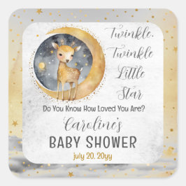 Deer Twinkle Twinkle Little Star Baby Dusche Quadratischer Aufkleber