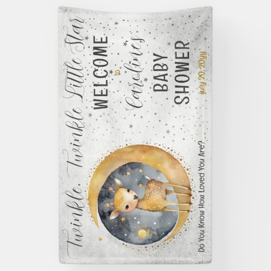 Deer Twinkle Twinkle Little Star Baby Shower Banner (Vertikal)