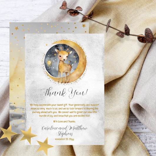 Deer Twinkle Twinkle Little Star Baby Shower Dankeskarte