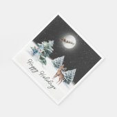 Deer und Santa Claus Sleigh Serviette (Ecke)