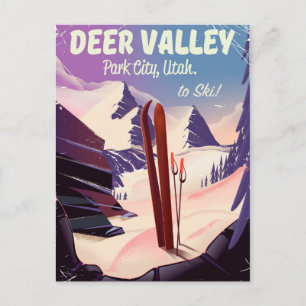 Deer Valley, Park City, Utah, Skireiseplakat. Postkarte
