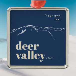 Deer Valley Utah gekritzeltes Bergmedaillon Ornament Aus Metall