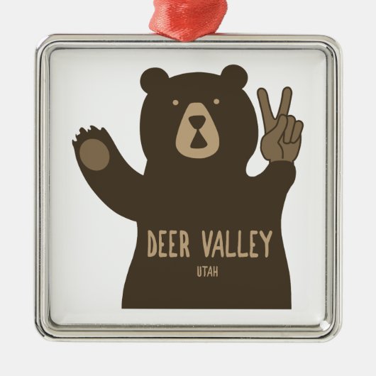 Deer Valley Utah Peace Bear Ornament Aus Metall (Vorne)