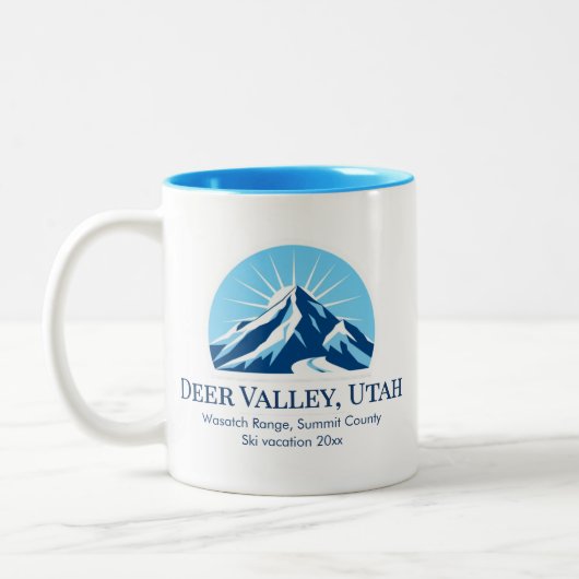 Deer Valley Utah Wasatch Skiort Souvenir Zweifarbige Tasse (Links)