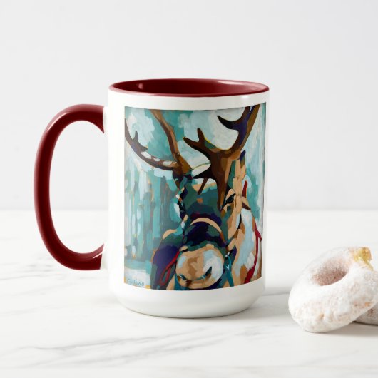 Deer w/ Antlers Painting - Gift for Animal Lovers Tasse (Mit Donut)