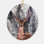 Deer Watercolor Buck im Wald Weihnachtsschmuck (Links)