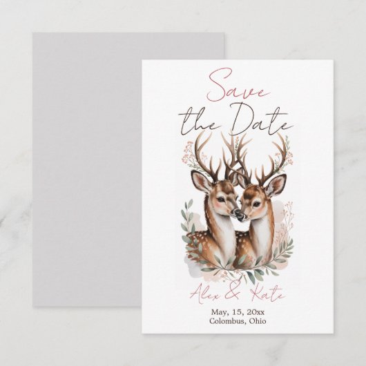 Deer Wedding Save the Date Announcement (Vorne/Hinten)