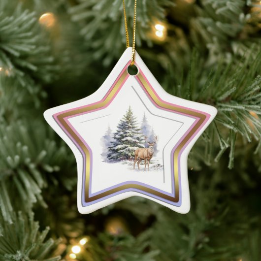 Deer Winter Forest Star Ornament (Baum)