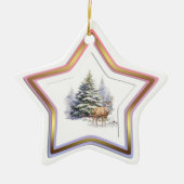 Deer Winter Forest Star Ornament (Vorne)