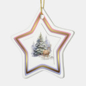 Deer Winter Forest Star Ornament (Links)