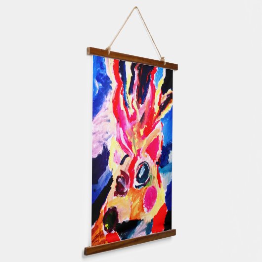 Deer winter joy wandteppich mit holzrahmen (Gewinkelt)