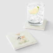 Deer with Blue Bow Steinuntersetzer (Seitenansicht)