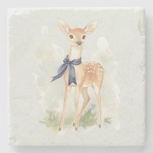 Deer with Blue Bow Steinuntersetzer (Vorderseite)