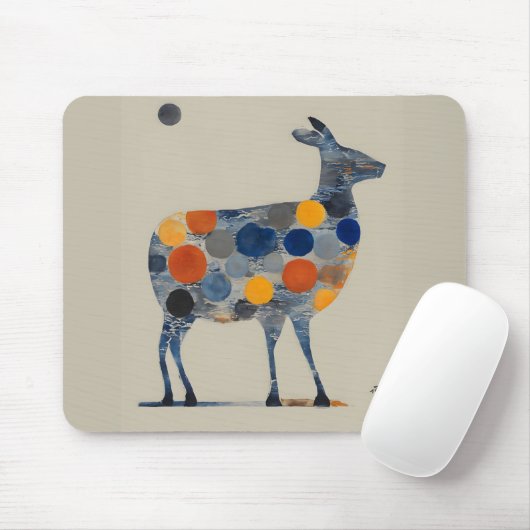 Deer with Colored Circles Mousepad (Mit Mouse)