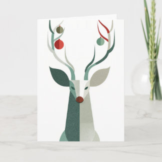 Deer with ornaments on antlers karte