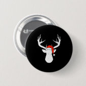 Deer With Santa Hat Christmas Pajama Hunting Gift  Button (Vorne & Hinten)