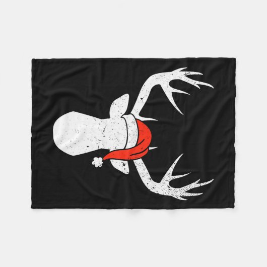 Deer With Santa Hat Christmas Pajama Hunting Gift Fleecedecke (Vorderseite (Horizontal))