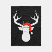 Deer With Santa Hat Christmas Pajama Hunting Gift Fleecedecke (Vorderseite)
