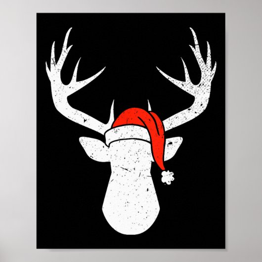 Deer With Santa Hat Christmas Pajama Hunting Gift Poster (Vorne)