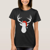 Deer With Santa Hat Christmas Pajama Hunting Gift T-Shirt (Vorderseite)