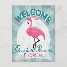 Deerfield Beach Florida Pink Flamingo Retro Postkarte