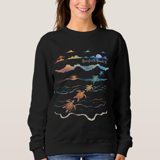 Deerfield Beach Florida Sea Turtle Lover Beach Vac Sweatshirt (Vorderseite)