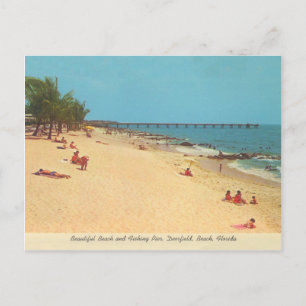 Deerfield Beach, Florida, vintage Strand Szene Postkarte