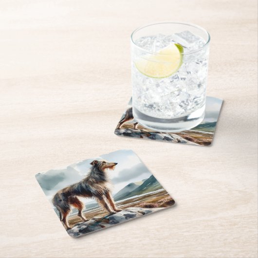 Deerhound Rechteckiger Pappuntersetzer (Vor Ort)