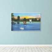 Deering Oaks Fotain und Duck House View Leinwanddruck (Insitu (Holzboden))