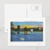 Deering Oaks Fotain und Duck House View Postkarte (Vorne/Hinten)